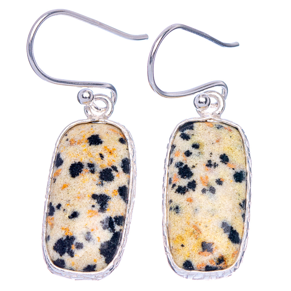 Dalmatian Jasper Earrings 1 3/8" (925 Sterling Silver) E1885