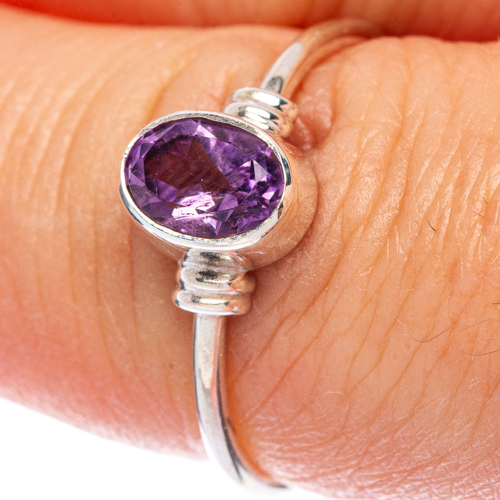 Faceted Amethyst Dainty Ring Size 7.25 (925 Sterling Silver) R145752