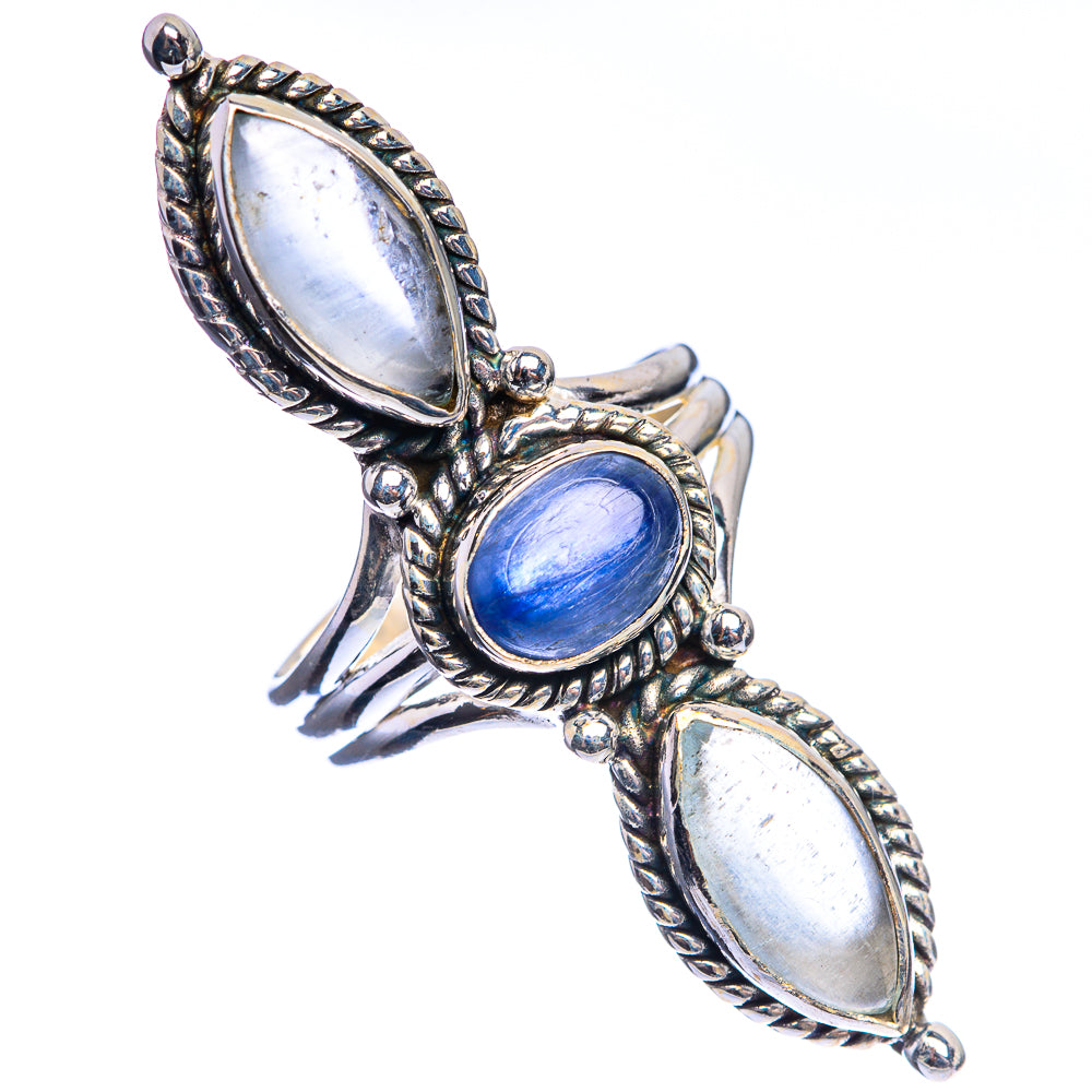 Large Natural Aquamarine, Kyanite 925 Sterling Silver Ring Size 6.25
