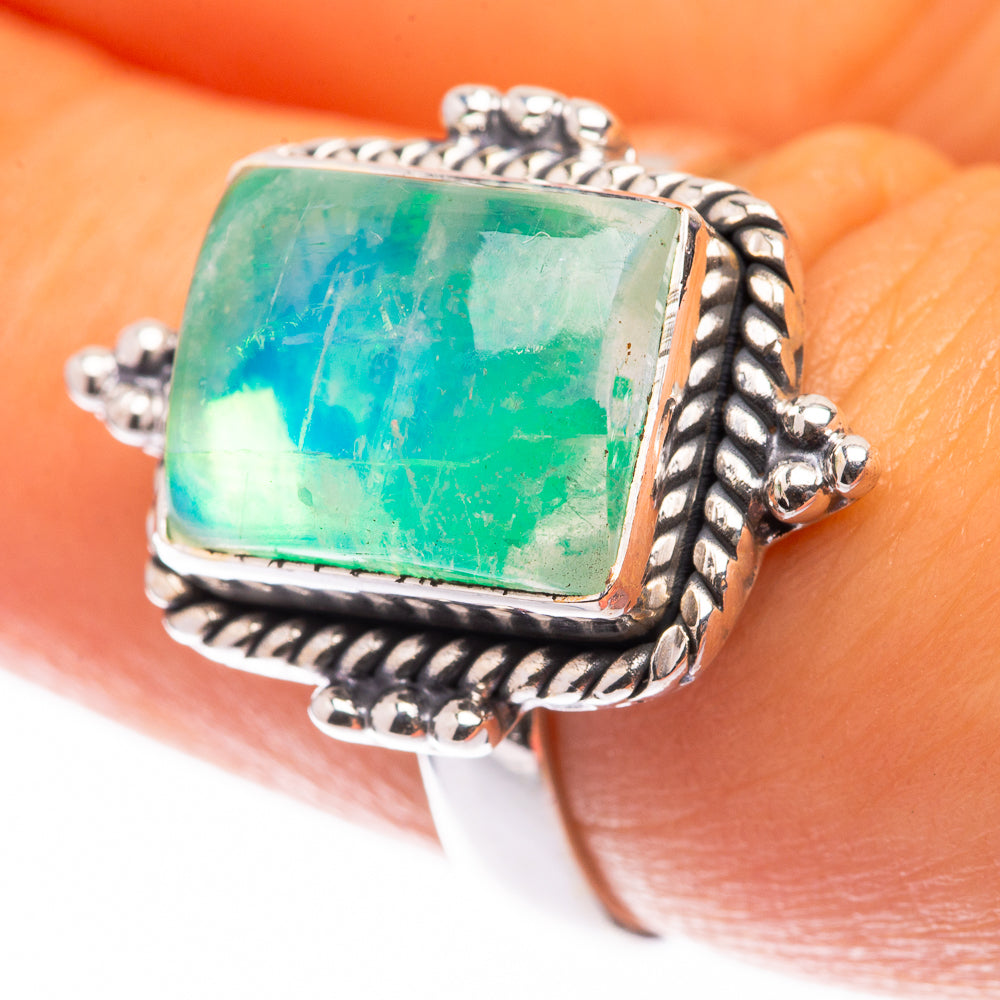 Green Moonstone Ring Size 6.75 (925 Sterling Silver) R141108