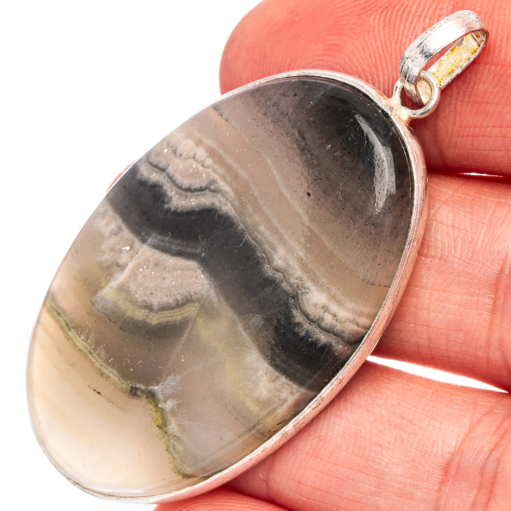 Zebra Calcite Pendant 2 1/8" (Silver Plated)