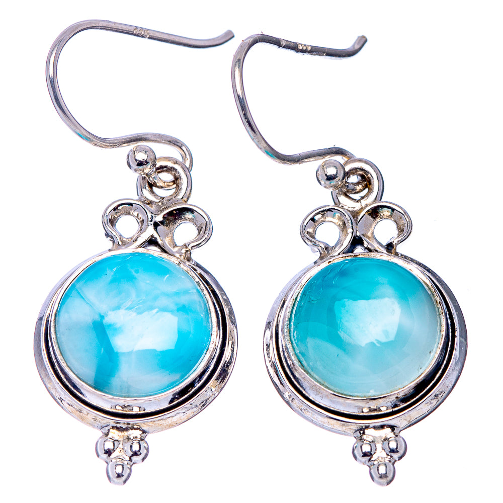 Rare Larimar Earrings 1 3/8" (.925 Sterling Silver)
