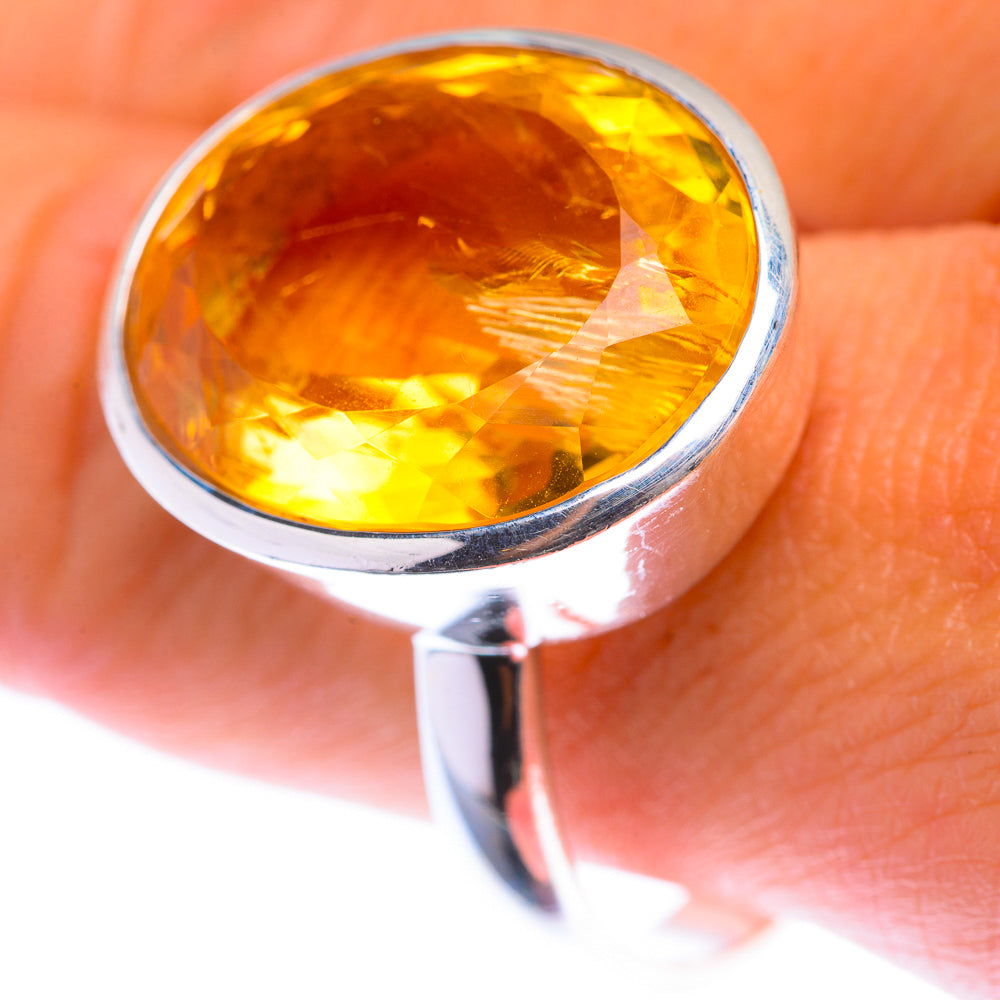 Large Faceted Citrine Ring Size 10.75 (925 Sterling Silver) RING139984