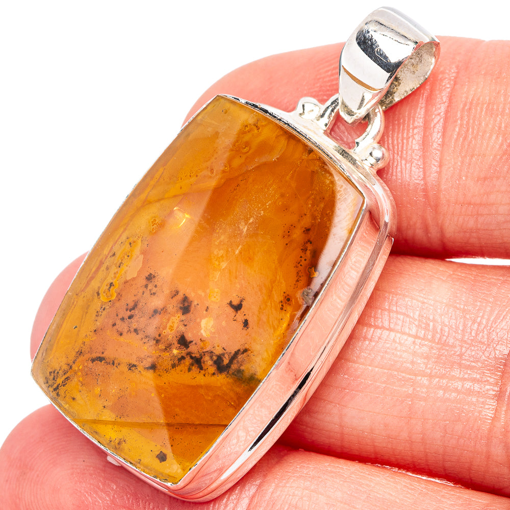 Russian Dendritic Scenic Agate Pendant 1 1/2" (.925 Sterling Silver)