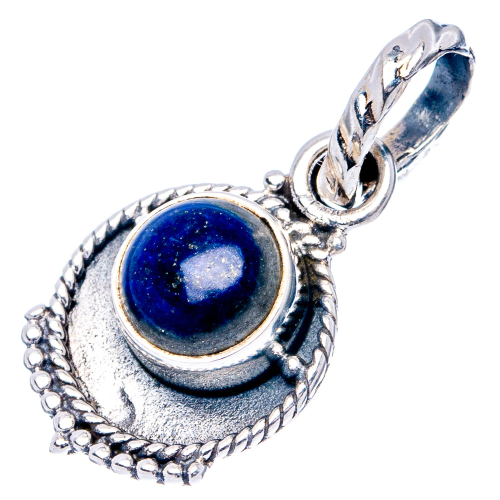 Dainty Lapis Lazuli Pendant 7/8" (.925 Sterling Silver)