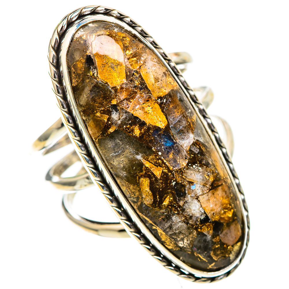 Large Brecciated Labradorite Ring Size 8.25 (925 Sterling Silver) RING137919