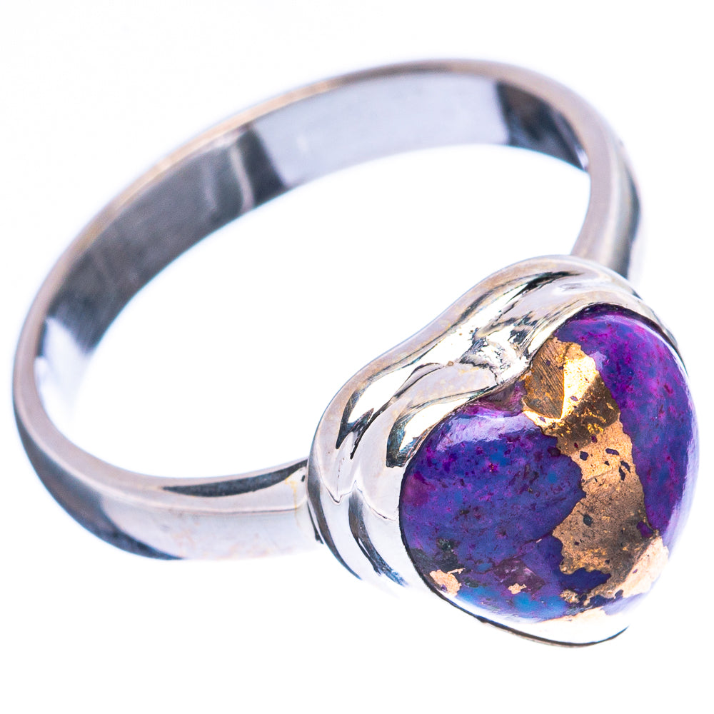 Purple Copper Turquoise Heart Ring Size 7 (925 Sterling Silver) R4114