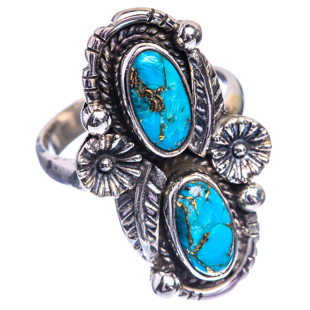Blue Copper Composite Turquoise Ring Size 7.25 (925 Sterling Silver) RING143245