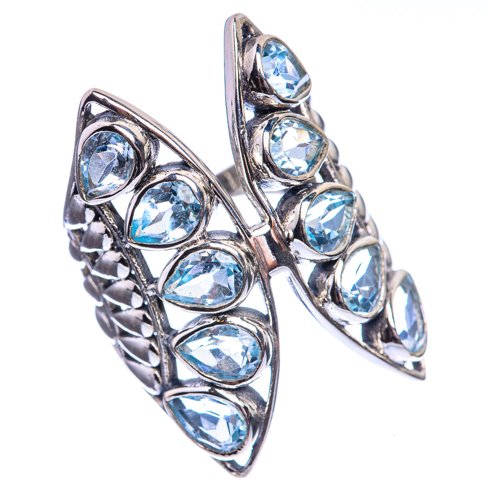 Large Blue Topaz 925 Sterling Silver Ring Size 8