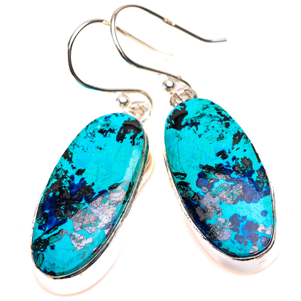 Shattuckite Earrings 1 1/2" (925 Sterling Silver) EARR432170