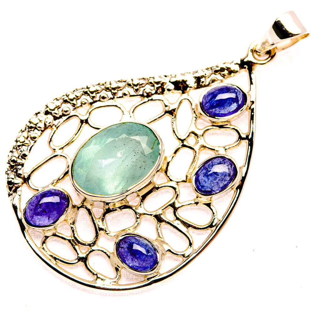 Signature Natural Aquamarine, Tanzanite 925 Sterling Silver Pendant 2 1/4" (925 Sterling Silver) PD37795