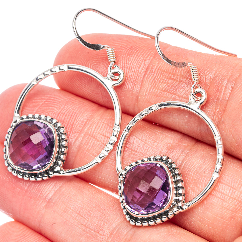 Asc Premium Faceted Amethyst Earrings 1 5/8" (925 Sterling Silver) E1337