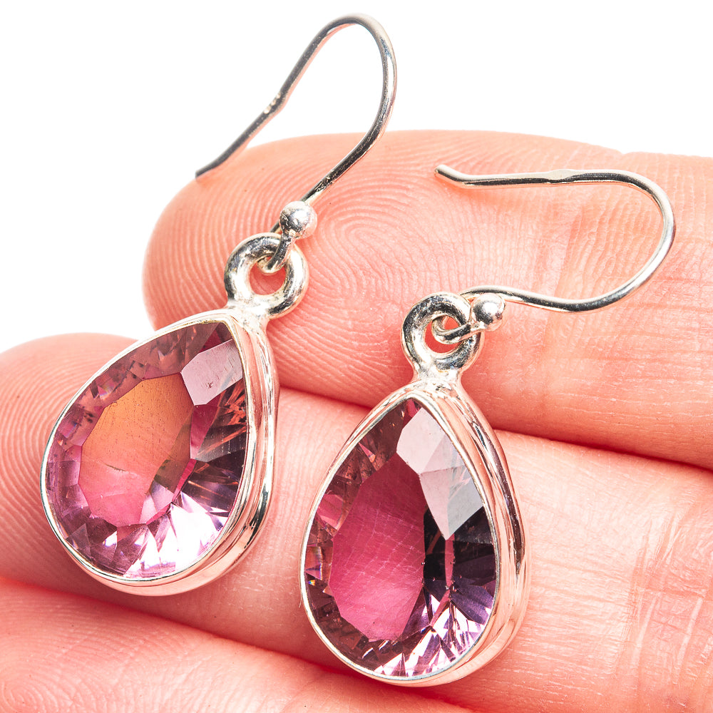 Faceted Color Change Alexandrite (Lab.) Earrings 1 1/4" (925 Sterling Silver) E432582