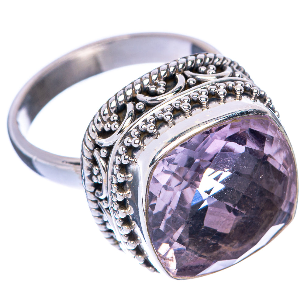 Large Faceted Pink Amethyst Ring Size 7 (925 Sterling Silver) R144834