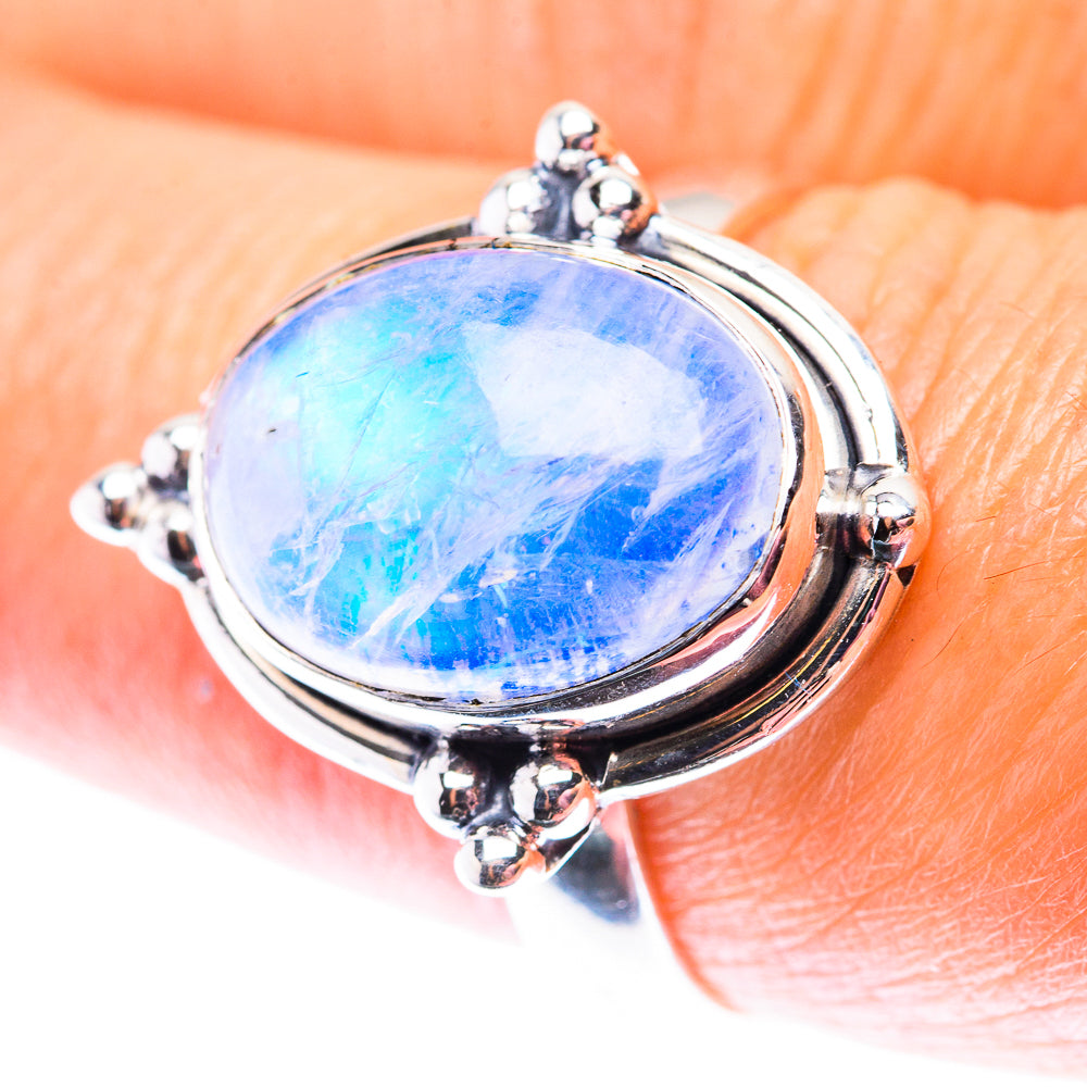Rainbow Moonstone Ring Size 7.75 (925 Sterling Silver) RING140111