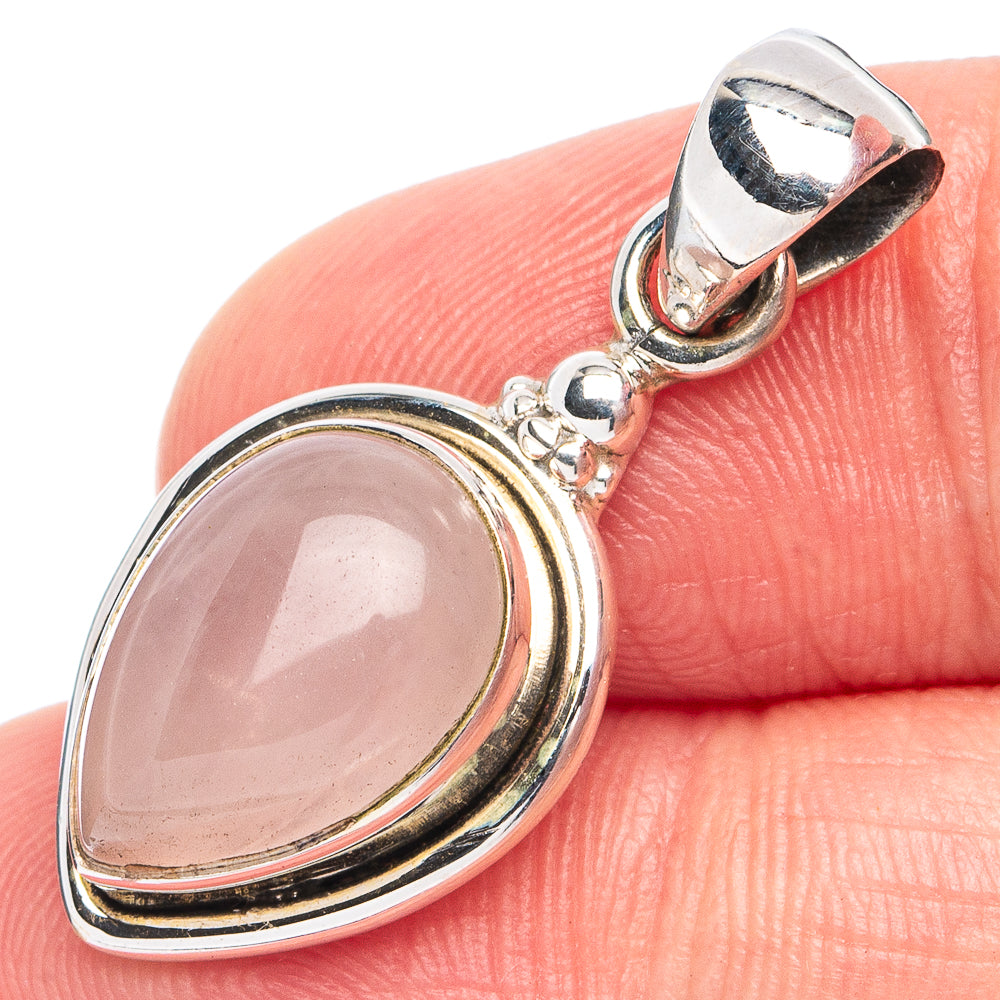 Dainty Rose Quartz Pendant 1 1/4" (925 Sterling Silver) P45324