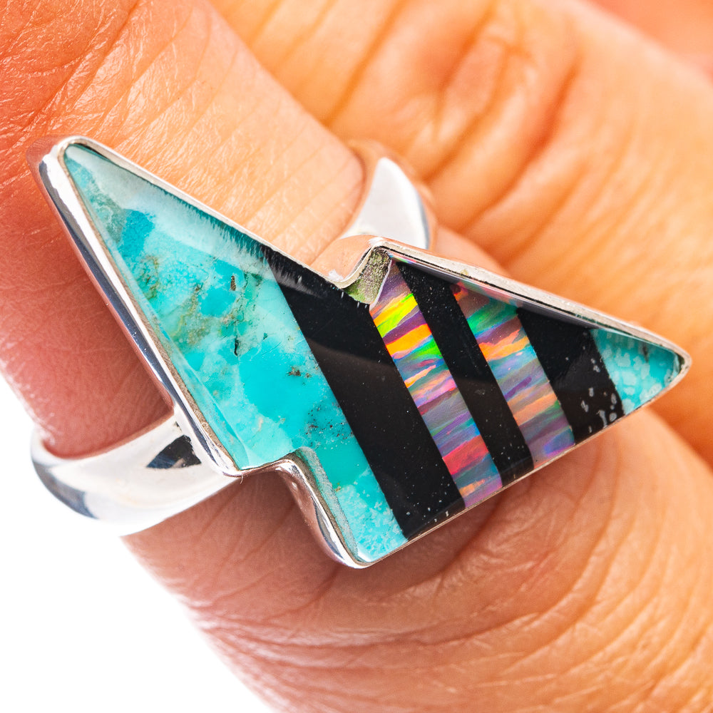 Premium Aura Opal Bolt Ring Size 6 (.925 Sterling Silver)