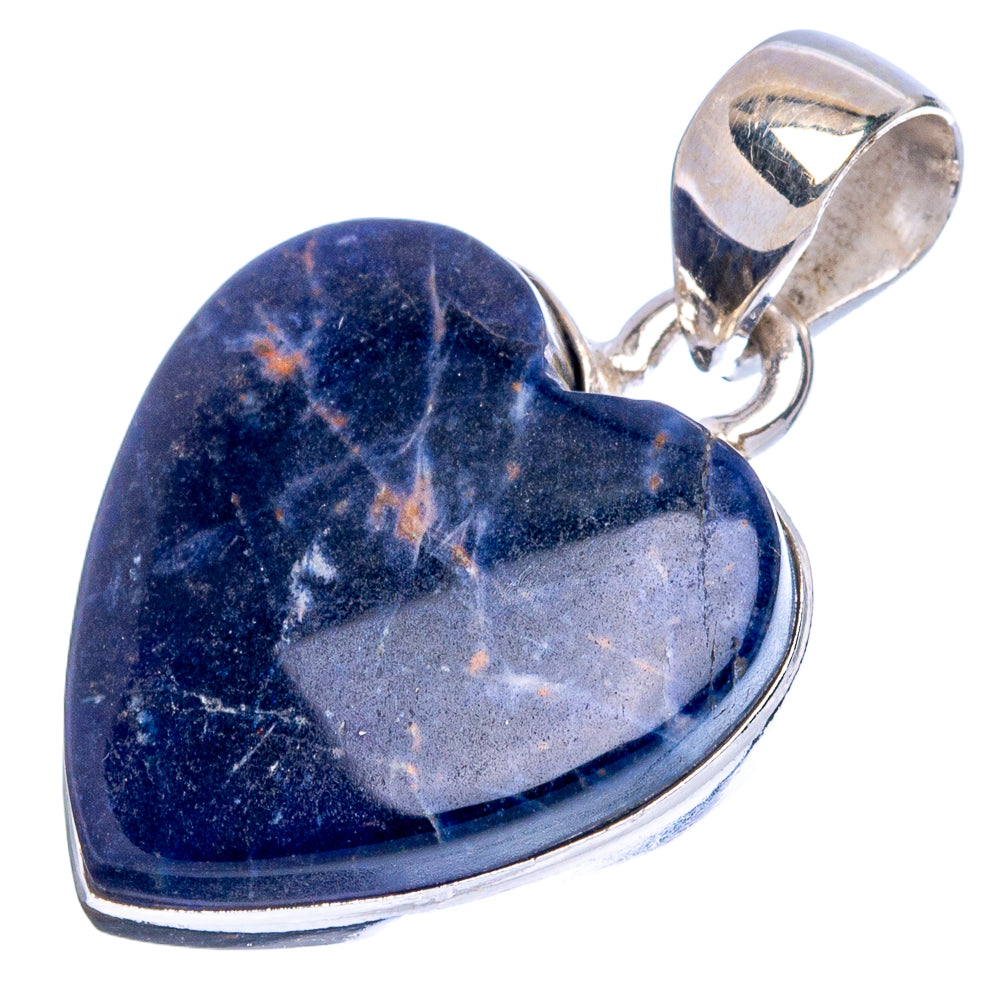 Sodalite Heart Pendant 1 1/8" (925 Sterling Silver) P43114