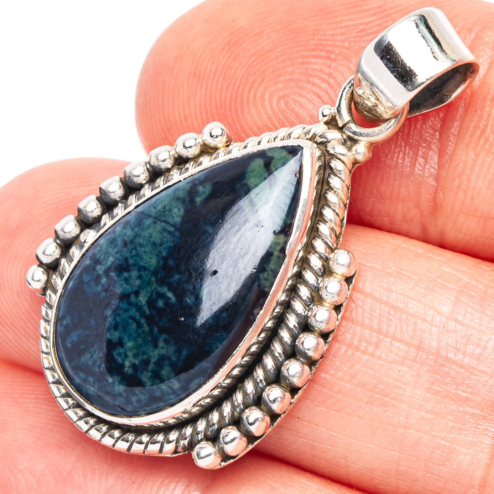 Blue Slag Pendant 1 3/8" (925 Sterling Silver) P43913