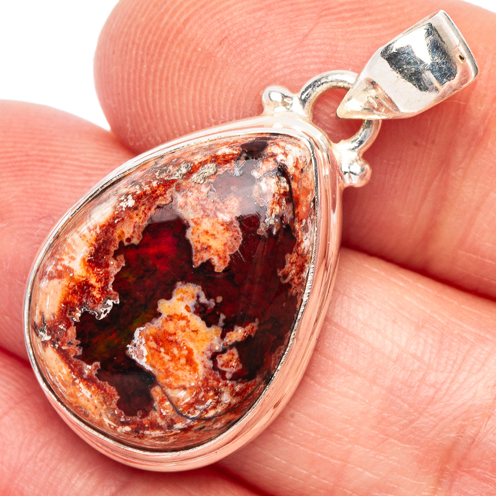 Rare Mexican Fire Opal Pendant 1 1/4" (925 Sterling Silver) P44170