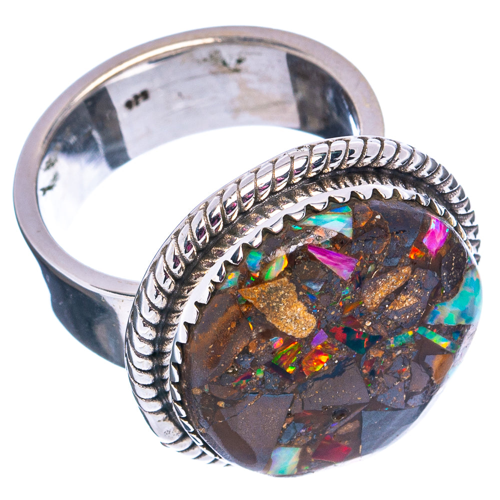 Exclusive Boulder Opal Matrix Ring Size 7 Adjustable (.925 Sterling Silver)