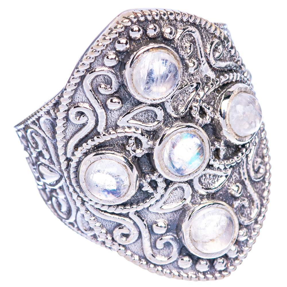 Large Rainbow Moonstone Ring Size 8 (925 Sterling Silver) R1136