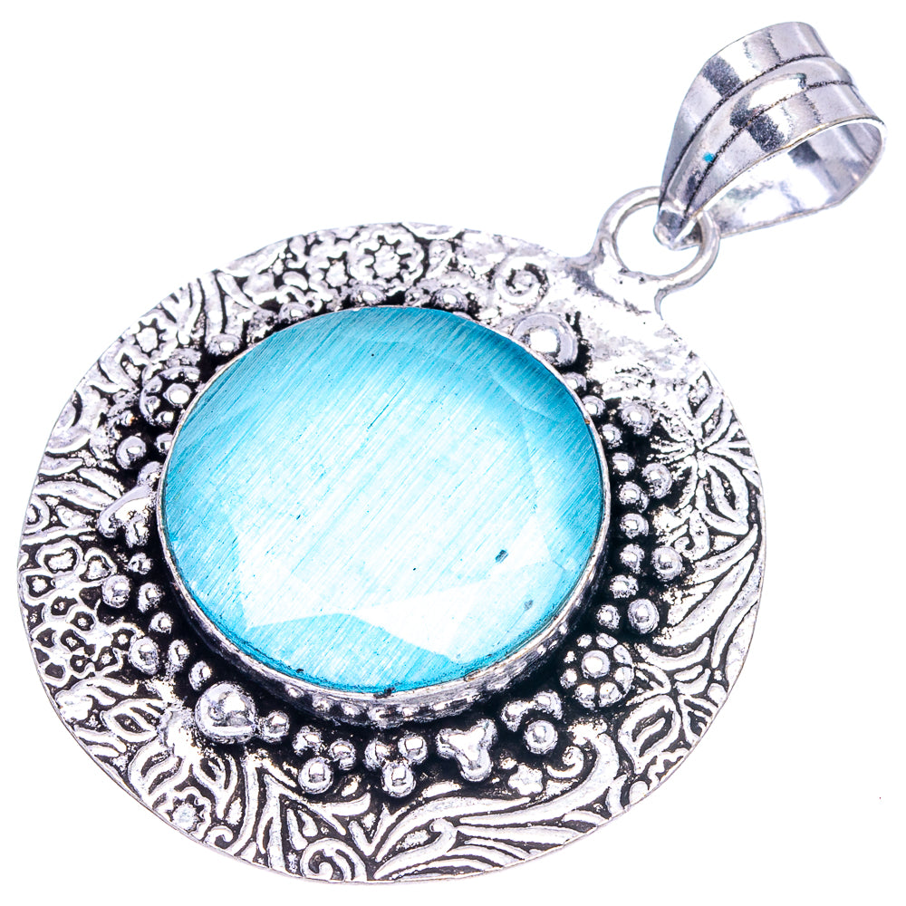 Blue Onyx Pendant 2" (German Silver)