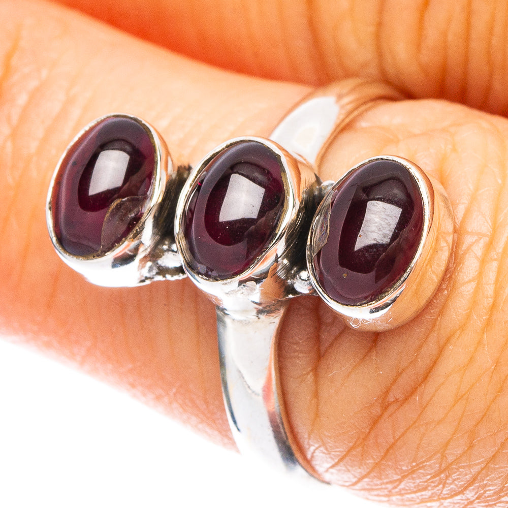 Garnet Dainty Ring Size 7 (925 Sterling Silver) R5291