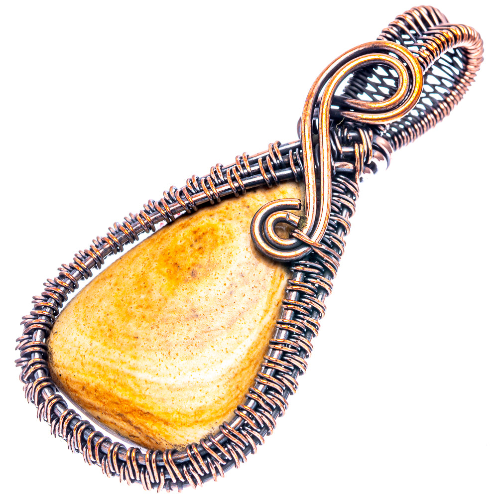 Picture Jasper Wire Wrap Pendant 2 3/8" (Oxidized Copper)