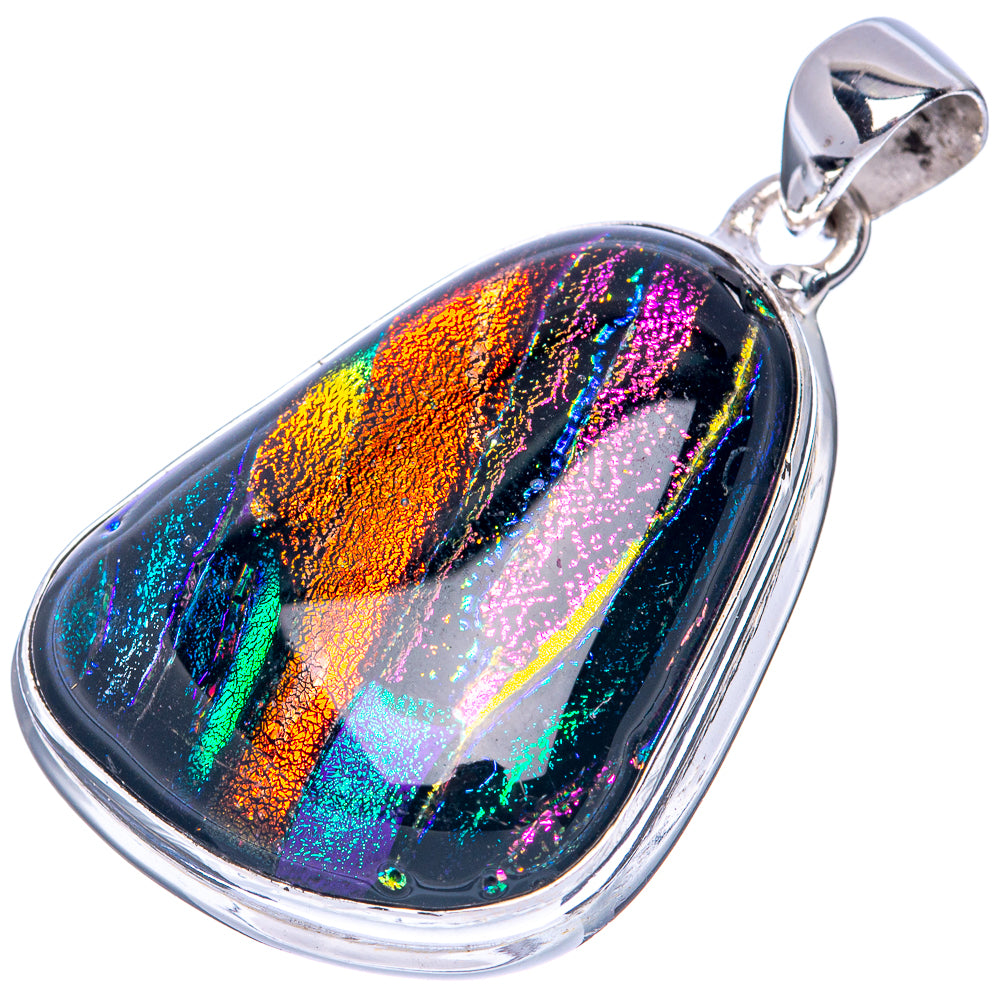Dichroic Glass Pendant 1 5/8" (925 Sterling Silver) P41443
