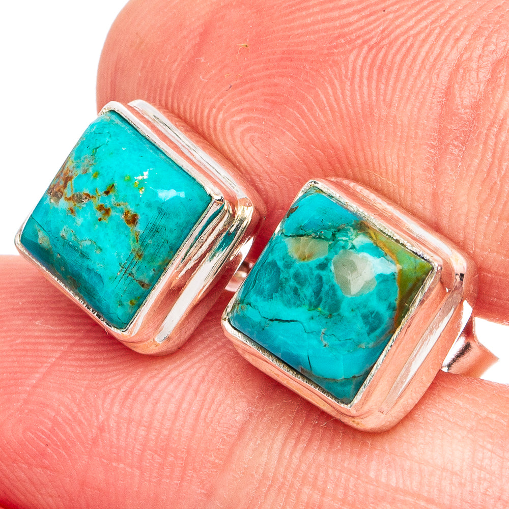 Rare Kingman Turquoise Earrings 3/8" (925 Sterling Silver) E2746