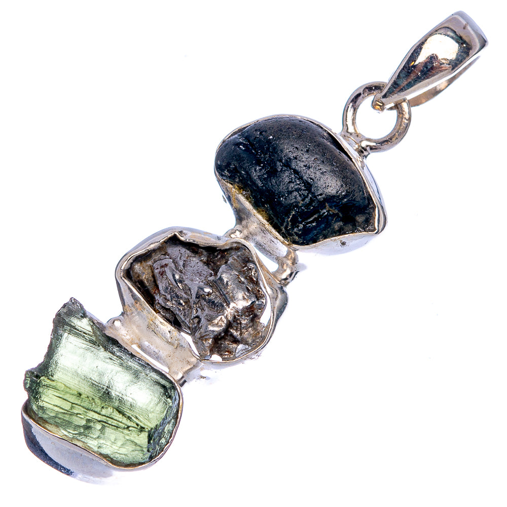 Rare Czech Moldavite, Pyrite, Tektite Pendant 1 3/4" (925 Sterling Silver) P40421