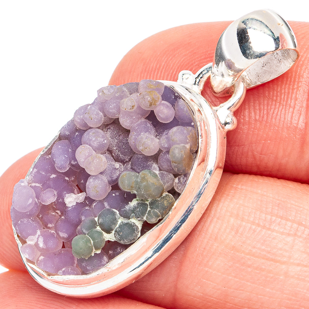 Rare Grape Agate (Chalcedony) Pendant 1 3/8" (925 Sterling Silver) P45195