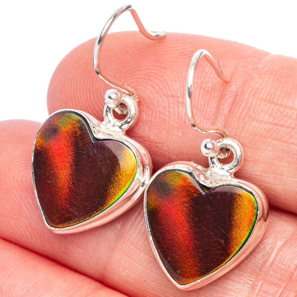 Aura Opal Heart Earrings 1 1/8" (925 Sterling Silver) E433325