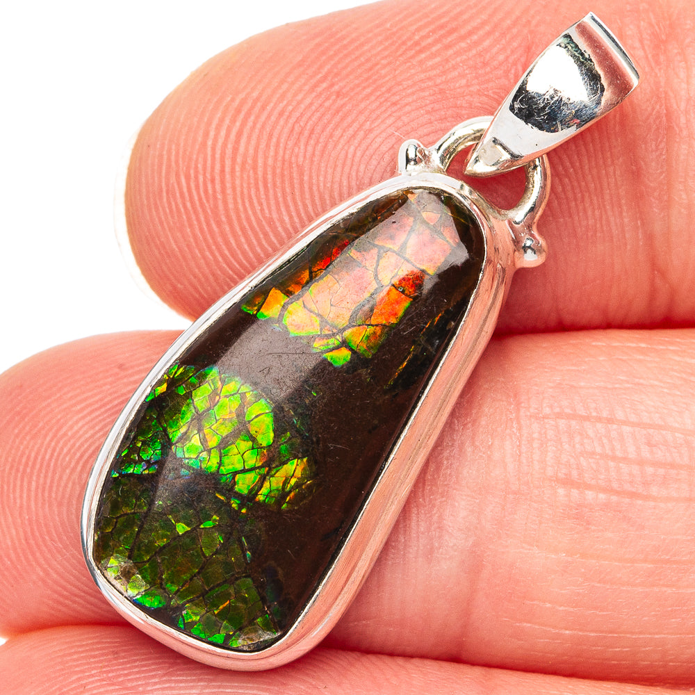 Rare Canadian Ammolite Pendant 1 3/8" (.925 Sterling Silver)