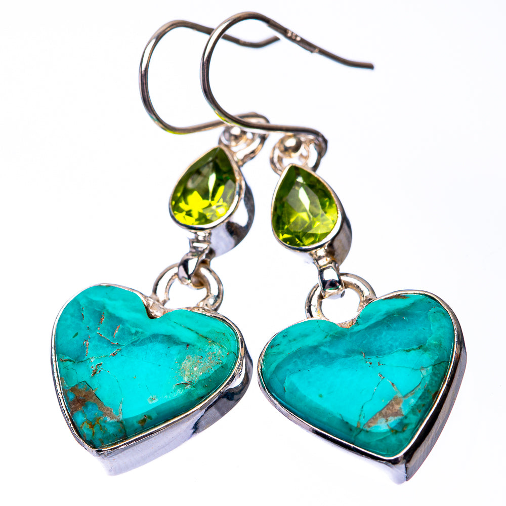 Chrysocolla, Peridot Earrings 1 5/8" (925 Sterling Silver) E432262