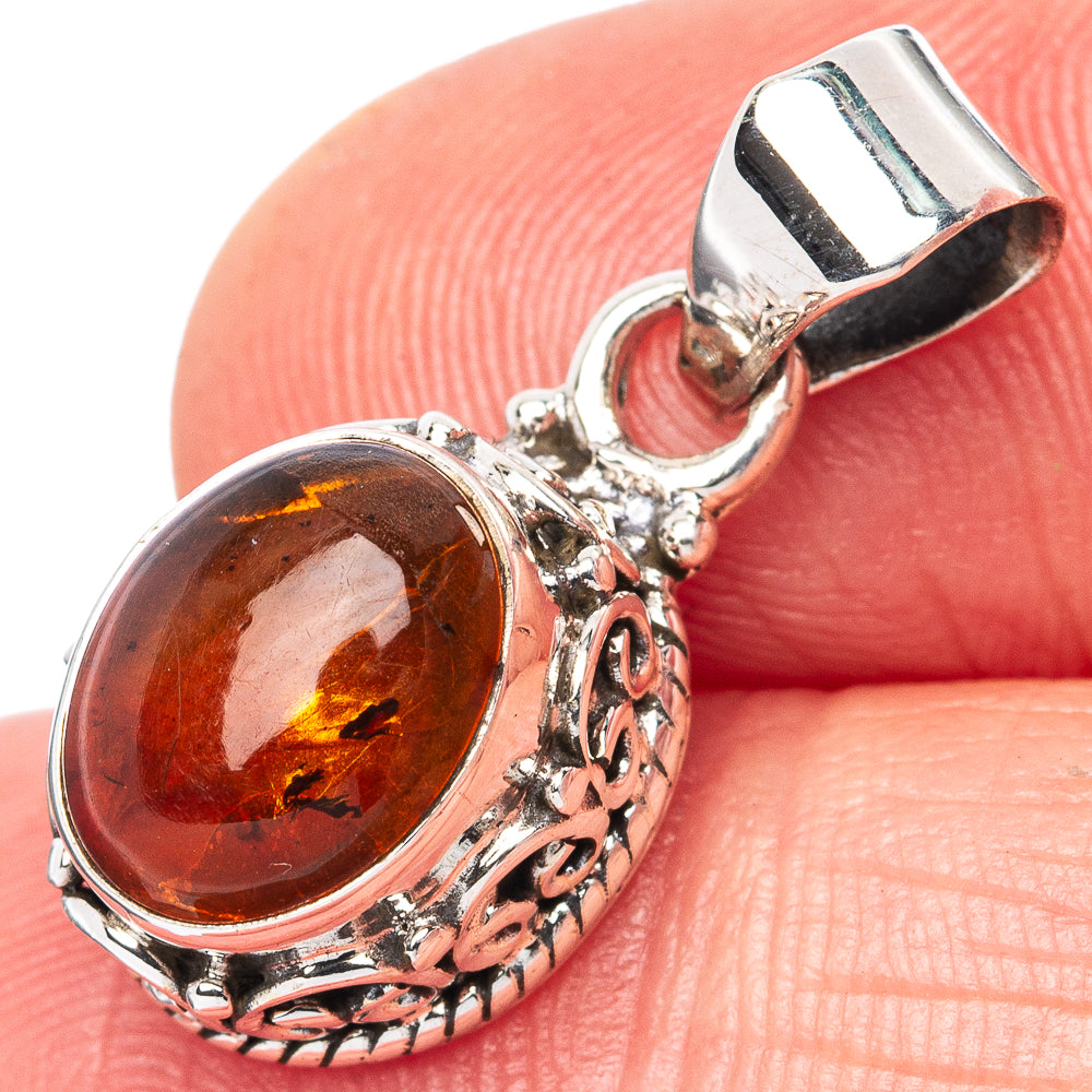 Amber Pendant 7/8" (925 Sterling Silver) P42721