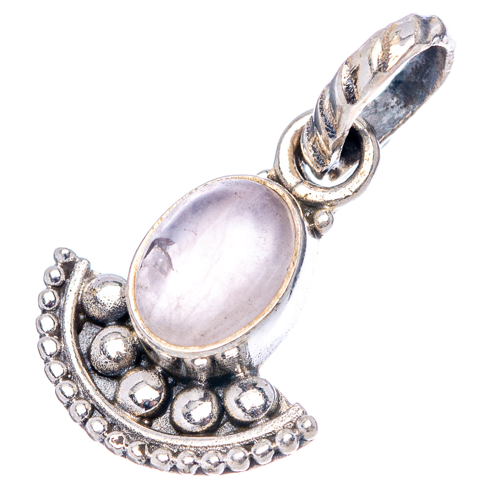 Dainty Rose Quartz Pendant 7/8" (.925 Sterling Silver)