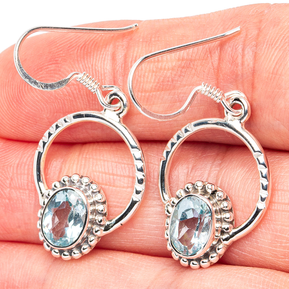 Premium Blue Topaz Earrings 1 1/2" (925 Sterling Silver) E2741