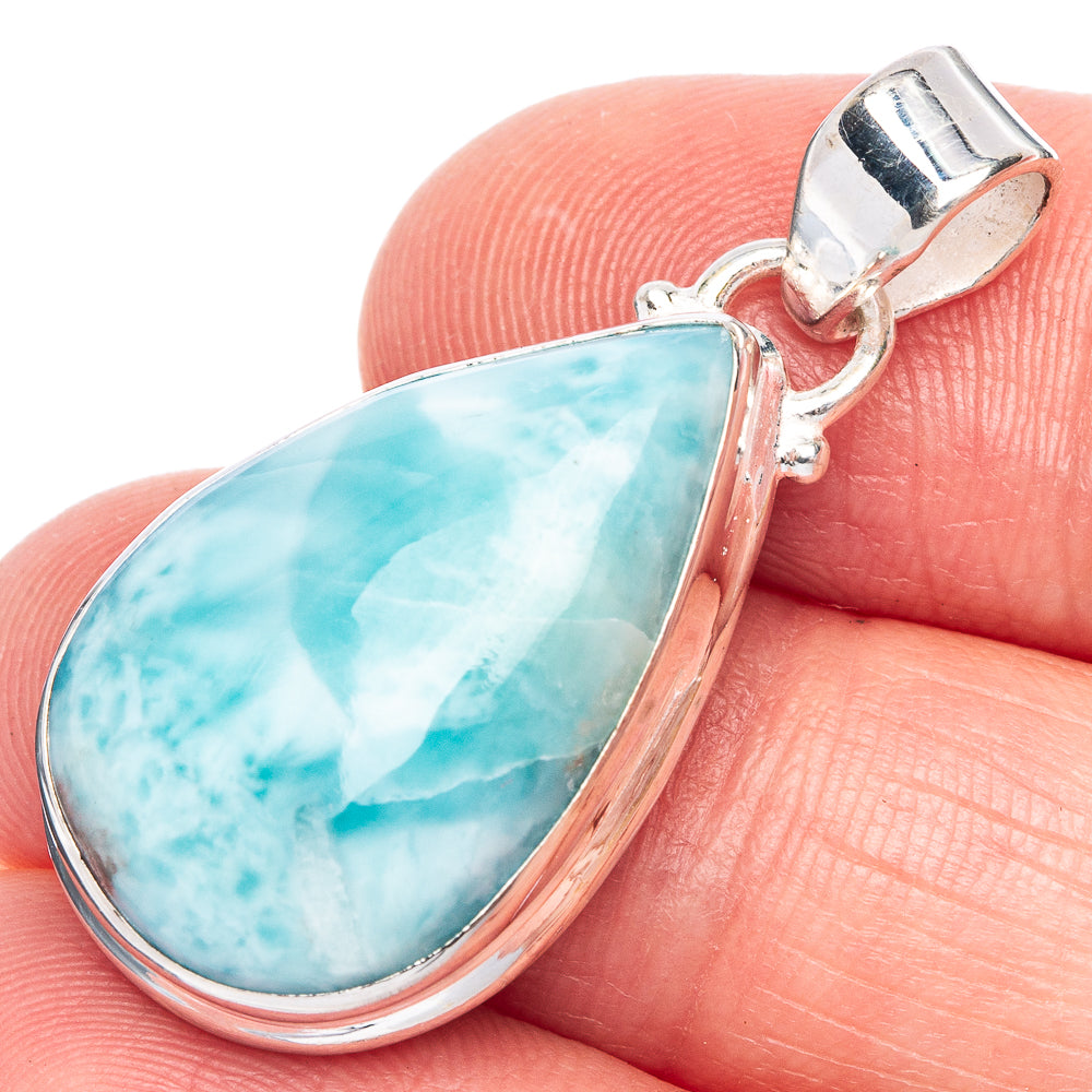 Larimar Pendant 1 3/8" (925 Sterling Silver) P40151
