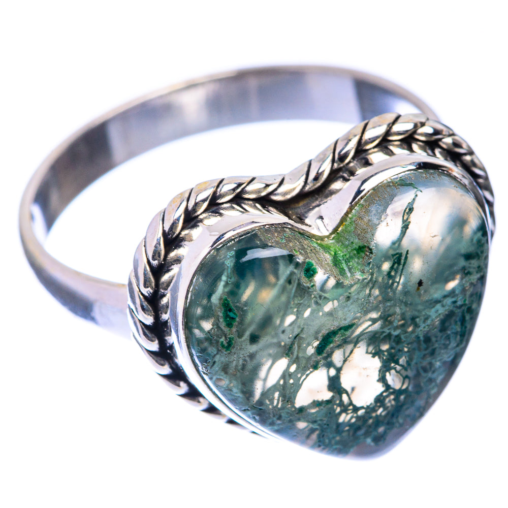 Green Moss Agate Ring Size 10.75 (925 Sterling Silver) R141282