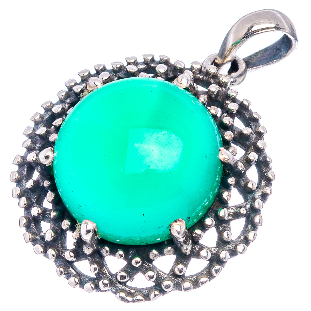 Green Onyx Pendant 1" (.925 Sterling Silver)