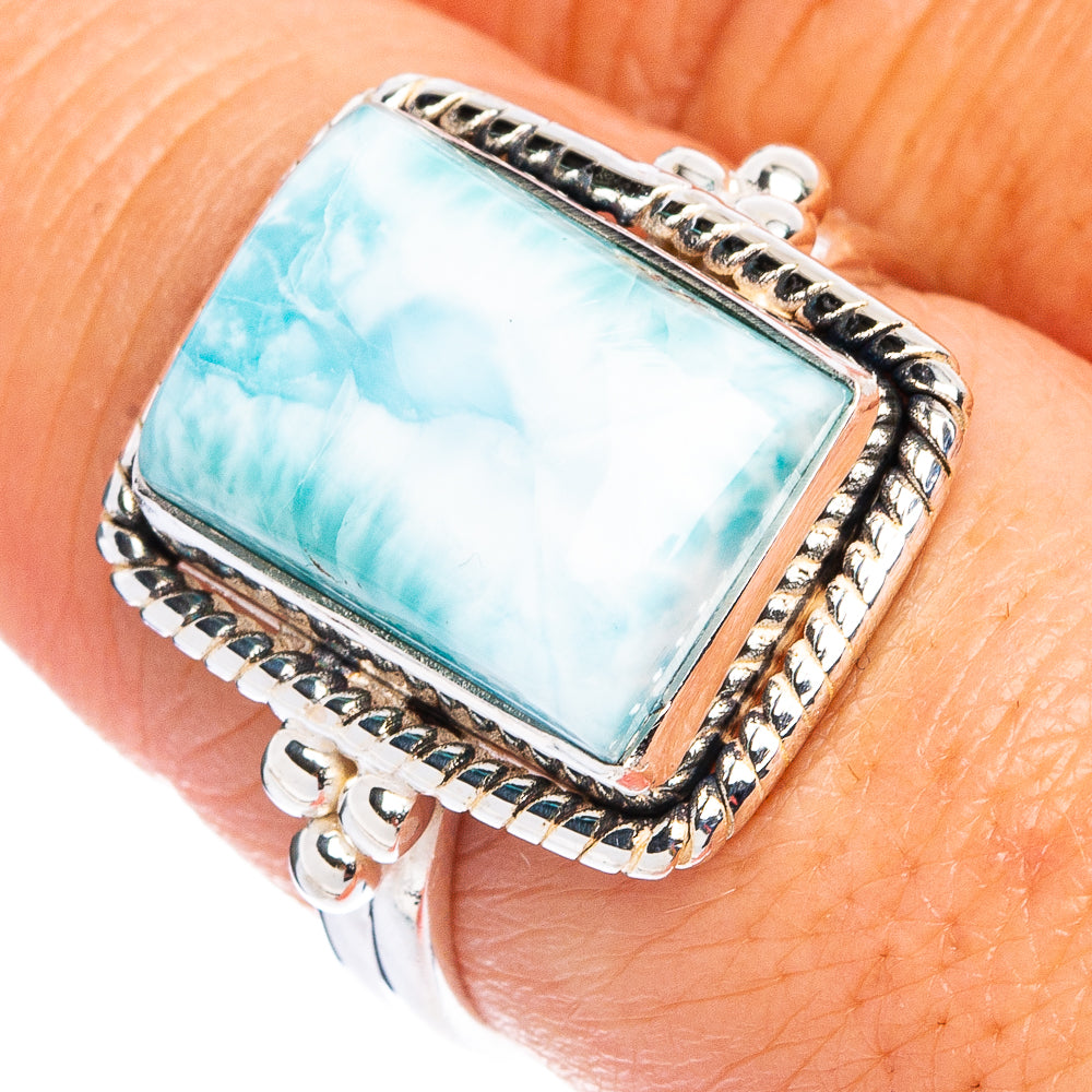 Rare Larimar Ring Size 8 (.925 Sterling Silver)