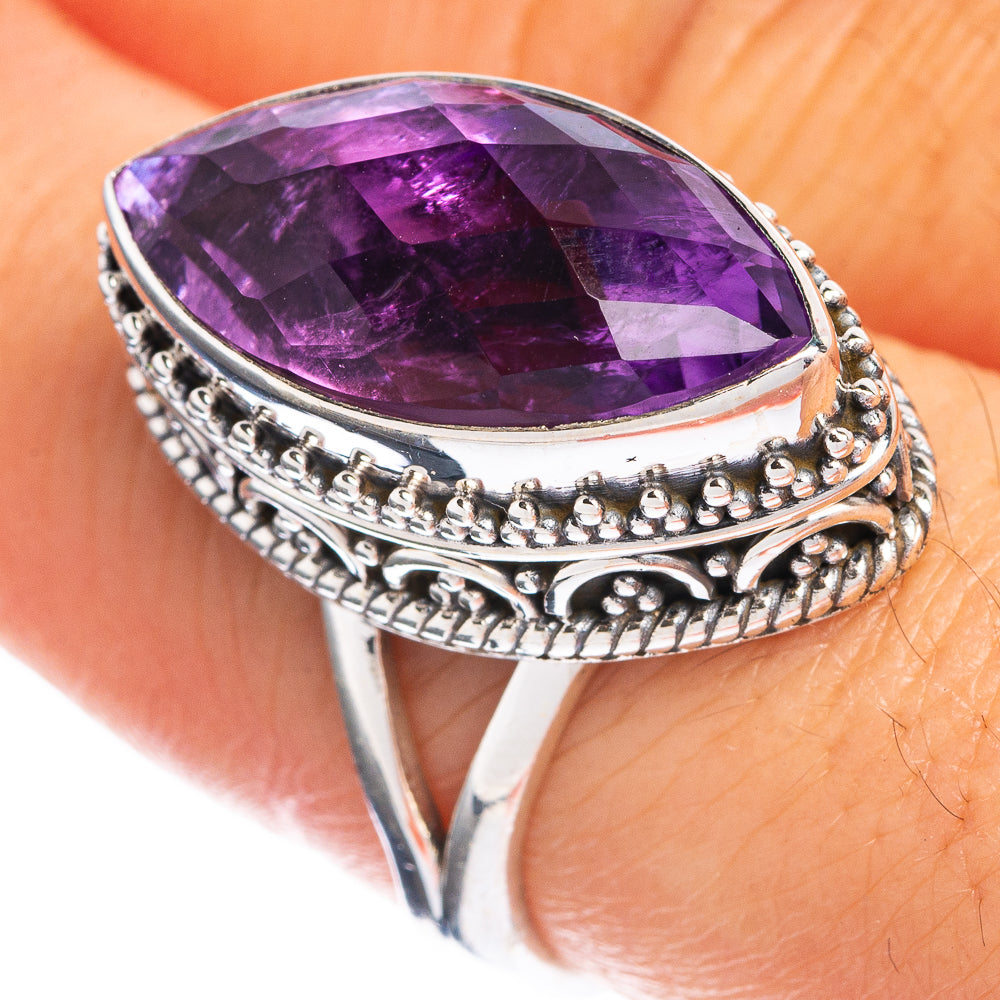 Faceted Amethyst Ring Size 7.75 (925 Sterling Silver) R144271