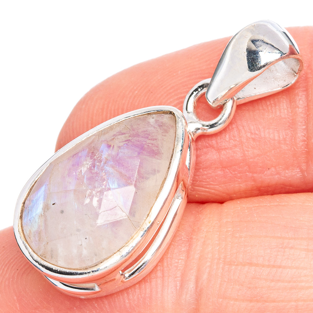 Rainbow Moonstone Pendant 1 1/8" (925 Sterling Silver) P40301
