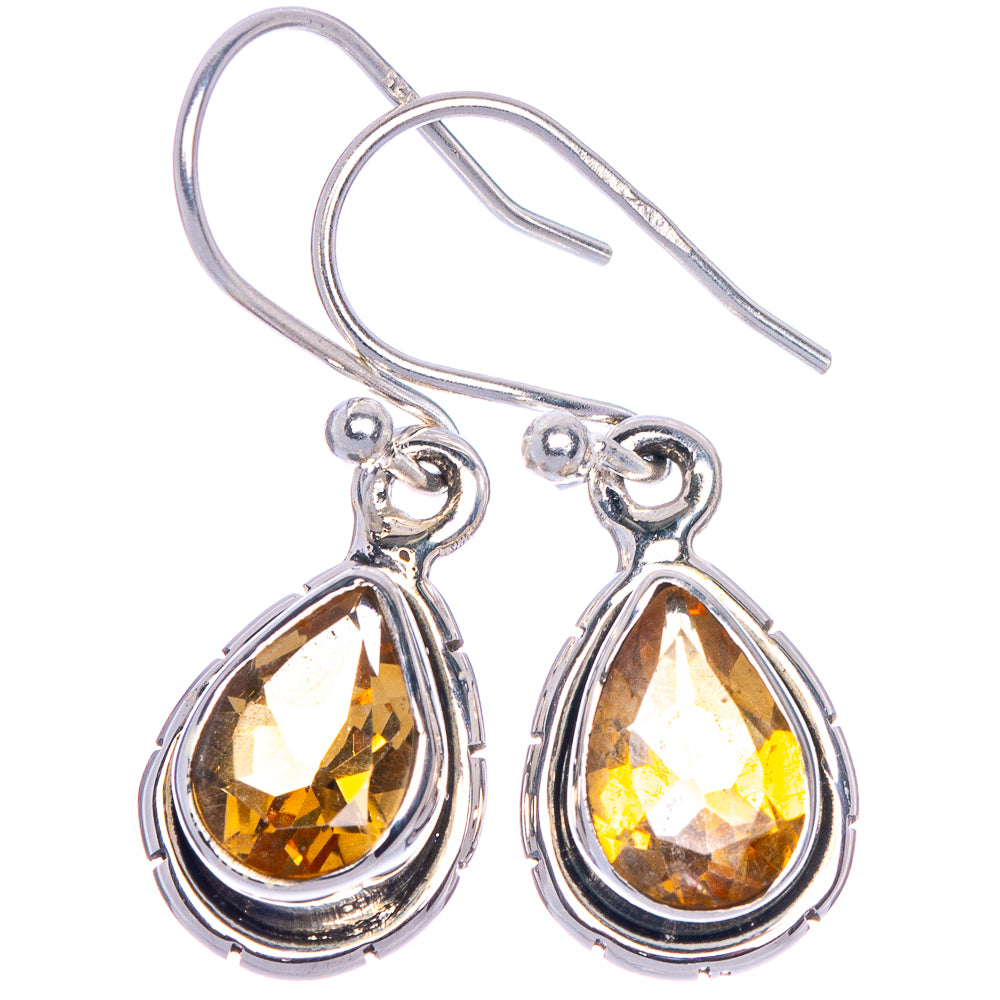 Faceted Citrine Earrings 1 1/8" (925 Sterling Silver) E1043
