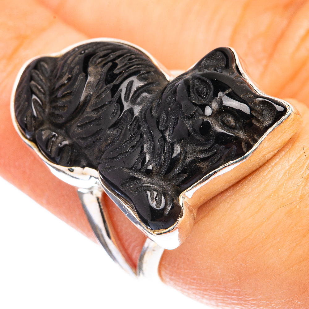 Black Onyx Cat Ring Size 6.5 (925 Sterling Silver) R142780