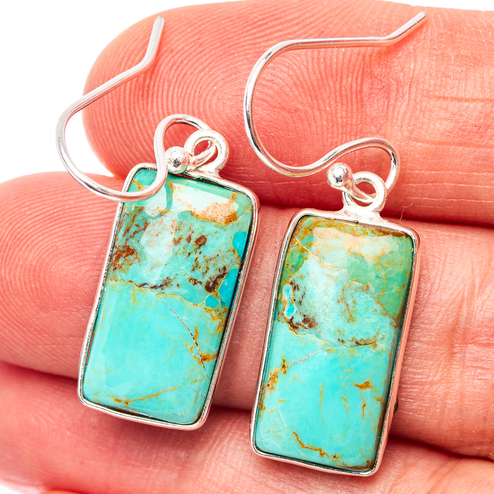Royston Turquoise Earrings 1 3/8" (.925 Sterling Silver)
