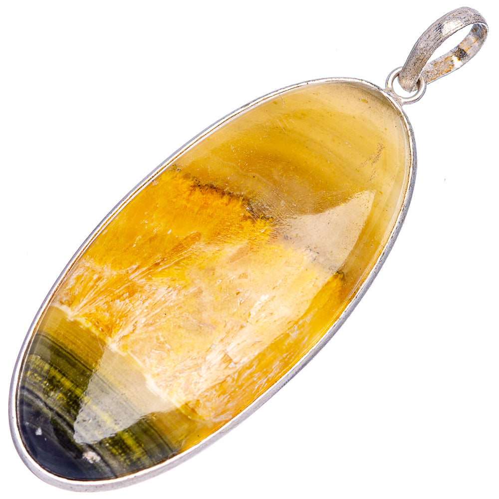 Bumblebee Jasper Pendant 2 1/2" (Silver Plated)
