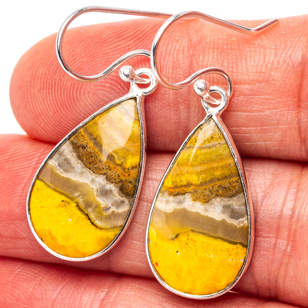 Bumblebee Jasper Earrings 1 1/2" (.925 Sterling Silver)
